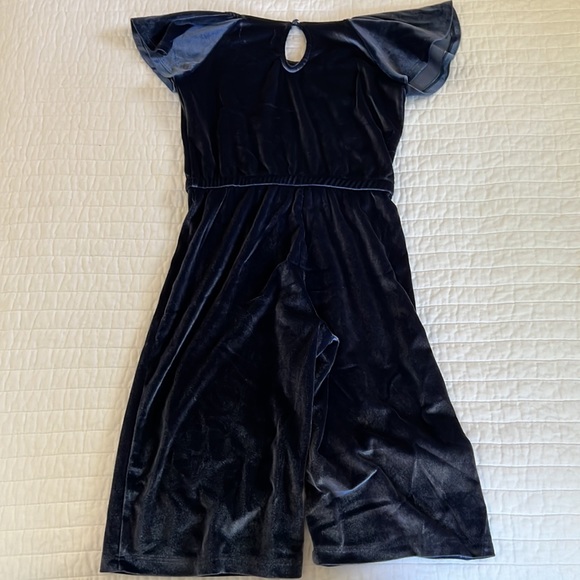 Old Navy Girls Navy Blue Velvet Romper - Picture 4 of 4